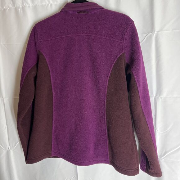 Eddie Bauer POLARTEC Burgandy and Brown Full Zip Front Fleece Jacket Wms X Large - Picture 9 of 11